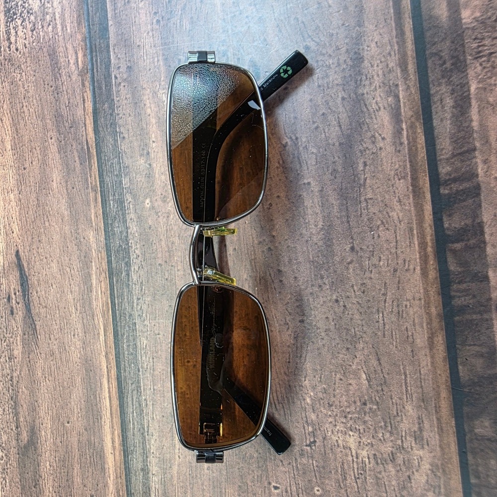 Kirkland Signature Moon Gun Sunglasses Gunmetal Rectangular Amber Lens 53-17-140 - Picture 7 of 9